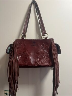 Ariat brown holstered Tooled Leather Fringe Shoulder Bag